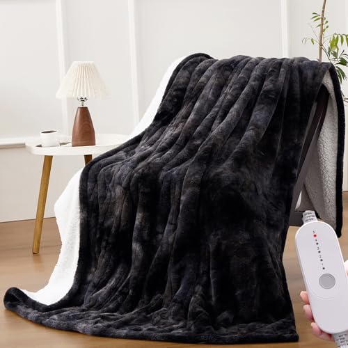 Heated Faux Fur Electric Blanket Twin 5 Heat Levels