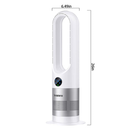 Senmeo Bladeless Fan, 26" Bladeless Tower Fan with Remote, 8 Speeds, 90° Oscillation, 9 Hour Timer, Large LED Display with Auto Off, Easy to Clean, Standing Floor Fan for Bedroom, Home, Office