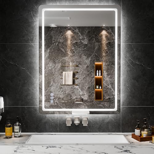 24x32 Inch Dimmable Anti-Fog LED Bathroom Mirror