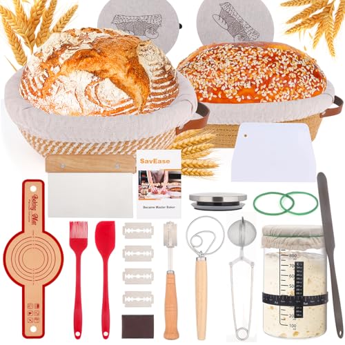 Sourdough Bread Starter Kit with Proofing Baskets