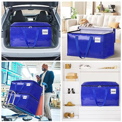 SpaceHacks 4 Pack-125L Heavy Duty Moving Bags, Moving Boxes with Reinforced Handles ＆ Premium Zippers, Storage Totes for Space Saving, Packing ＆ Moving Storage
