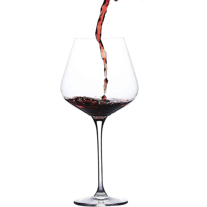 WHOLE HOUSEWARES | Wine Glasses Set of 4 | Hand Blown Italian Style Crystal Clear Glass with Stem | Red Wine Glasses Lead-Free Premium glasses as gift sets (25 oz)