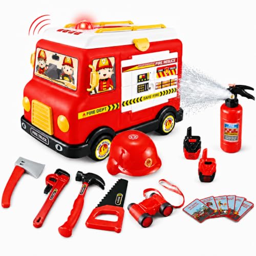 Electric Firetruck Toy with 33 Firefighter Tools