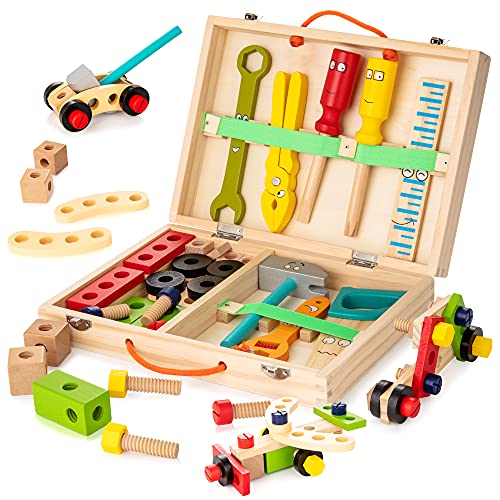 37 Piece Wooden Kids Tool Set with Toolbox