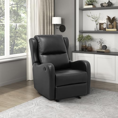 Lexicon Recliner Chair Living Room Reclining Sofa Chair, Home Theater Seating Modern Recliner, Manual Recliner Sofa Chair for Living Room/Office/Apartment, Glider Recliner, Black