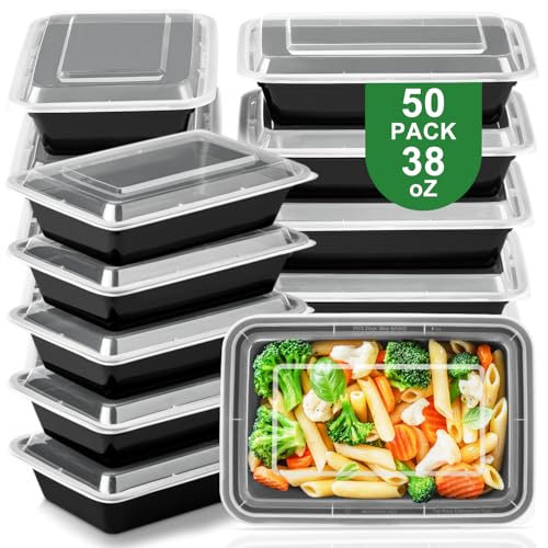 50 Pack 38oz Meal Prep Containers with Lids