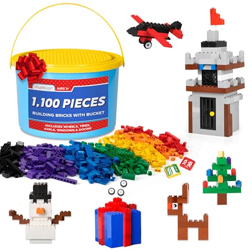 1100 Piece Building Bricks Set with Wheels