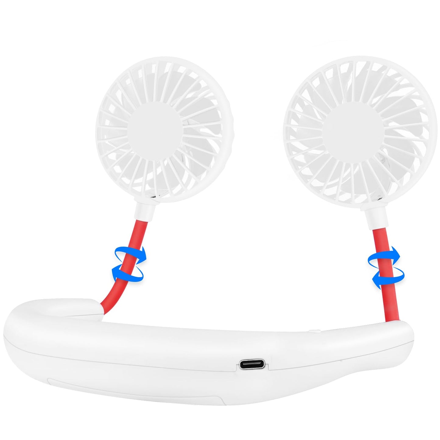 Portable Neck Fan with Rechargeable Battery - White