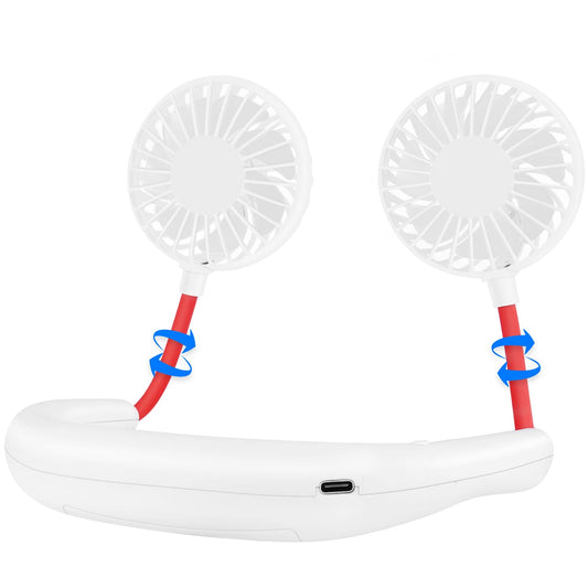 Portable Neck Fan with Rechargeable Battery - White