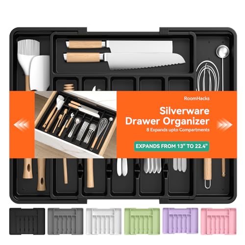 Large Expandable Silverware Utensil Drawer Organizer Tray