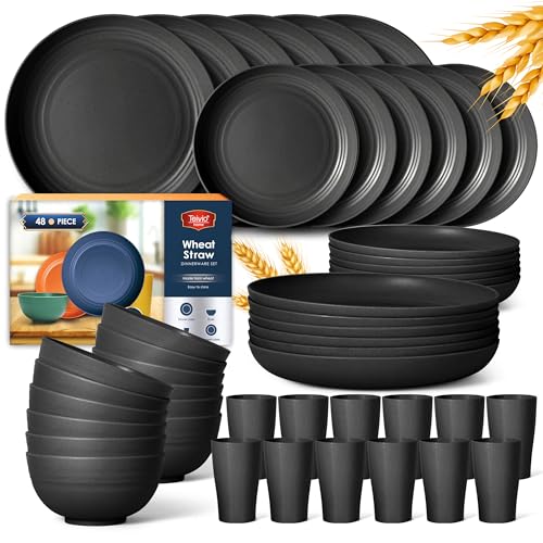 48 Piece Wheat Straw Unbreakable Dinnerware Set