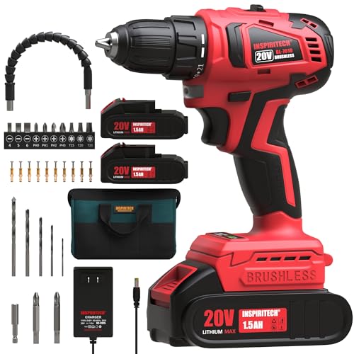 20V Cordless Brushless Drill Set with 2 Batteries