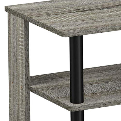 Furinno Turn-N-Tube 5 Tier Wide Shoe Rack, French Oak Grey/Black , 32 Inch