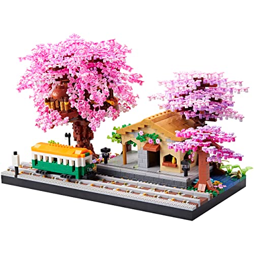 Japanese Cherry Blossom Tree House Micro Building Blocks Set