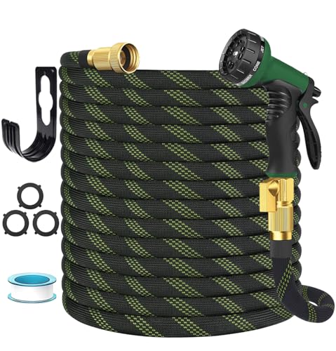 50 ft Lightweight Kink-Free Garden Hose with Nozzle