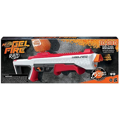 NERF Pro Gelfire Raid Blaster, Fire 5 Rounds at Once, 10,000 Gel Rounds, 800 Round Hopper, Eyewear, Toys for Teens Ages 14 & Up