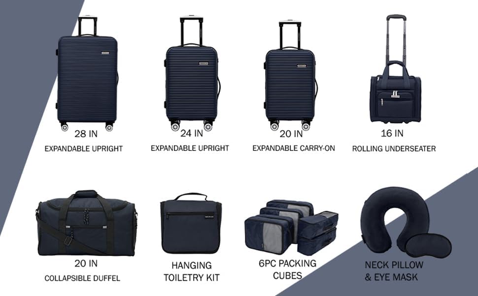 Travelers Club 14-Piece Luggage Set, Navy Blue