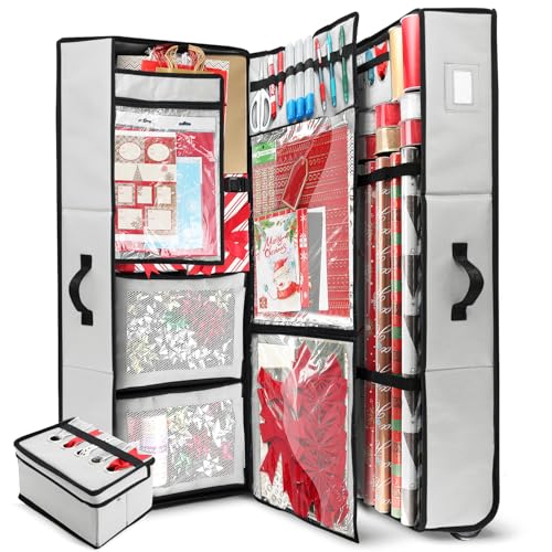 30 Roll Wrapping Paper Storage Container with Wheels