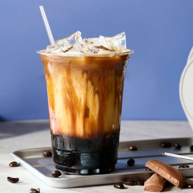 100 Pack Disposable Iced Coffee Cups with Lids