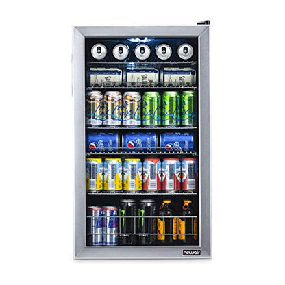 NewAir Beverage Refrigerator Cooler | 126 Cans Free Standing with Right Hinge Glass Door | Mini Fridge Beverage Organizer Perfect For Beer, Wine, Soda, And Cooler Drinks