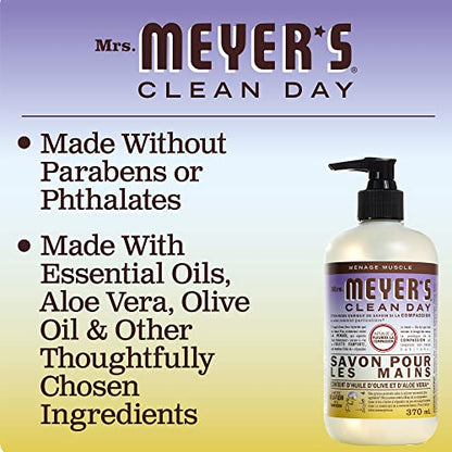 MRS. MEYER'S CLEAN DAY Hand Soap, Made with Essential Oils, Biodegradable Formula, Compassion Flower, 12.5 fl. oz - Pack Of 3