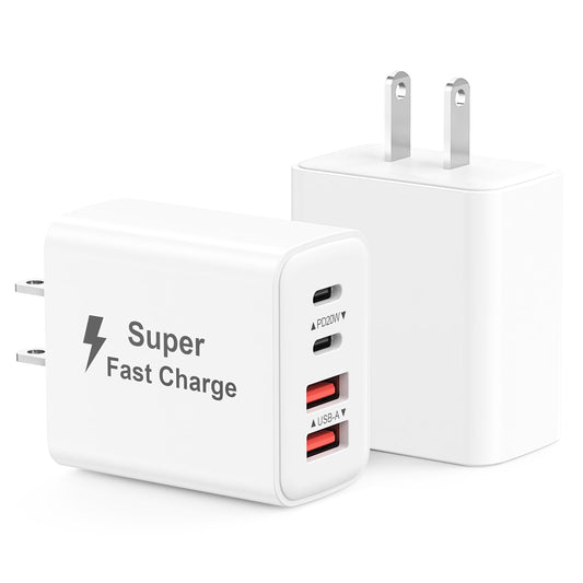 40W 4-Port USB C Charger Block, 2-Pack