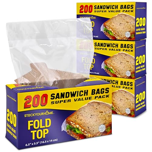 800 Count Fold Top Sandwich Bags Disposable Plastic