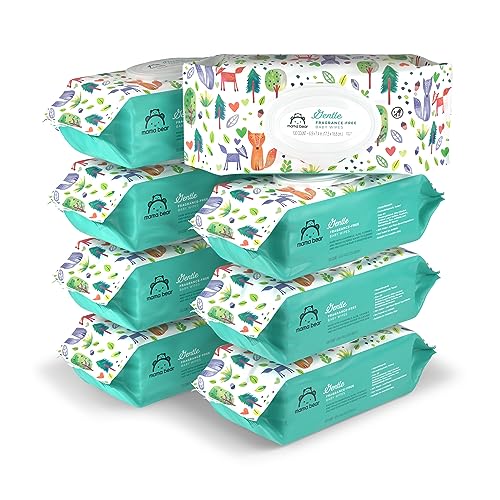 Amazon Brand - Mama Bear Gentle Fragrance Free Baby Wipes, Hypoallergenic, 800 Count (8 Packs of 100)