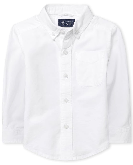 The Children's Place Baby Boys And Toddler Boys Long Sleeve Oxford Button Down Shirt,White,4T