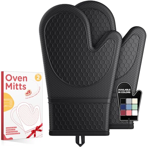 2 Pack Silicone Oven Mitts Heat Resistant Gloves