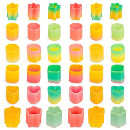JOHOUSE Mini Magic Springs, 36PCS Rainbow Platic Coil Spring Toy, Fidget Stress Coil Mini Bulk Toys for Birthday Classroom Prizes and Party Favors Small Toys Gifts