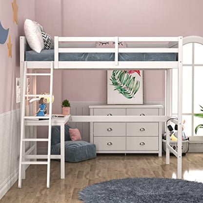Hillsdale Twin Loft Bed with Desk, White