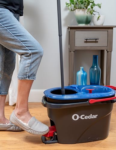 O-Cedar EasyWring RinseClean Microfiber Spin Mop & Bucket Floor Cleaning System, Grey