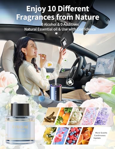 BETNEP Smart Car Air Fresheners, New Smell Experience Cologne Car Freshener Essential Oil Diffuser, Adjustable Concentration, Auto On/Off, Built-in Battery, Each Bottle of Perfume Lasts 120 Days