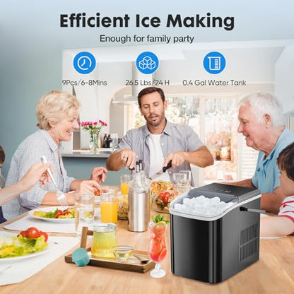 OLIXIS Portable Ice Maker 26lbs/24Hrs, 9 Cubes