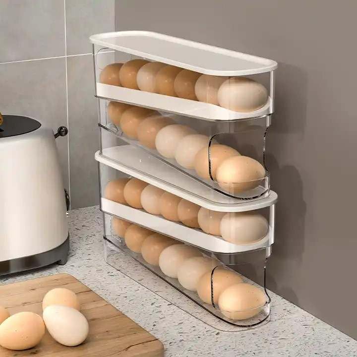 RedRoko Egg Container for Refrigerator, Egg Holder Rolling Egg Holder for Refrigerator, Automatic 14 Count Egg Dispenser for Refrigerator, Egg Organizer Container