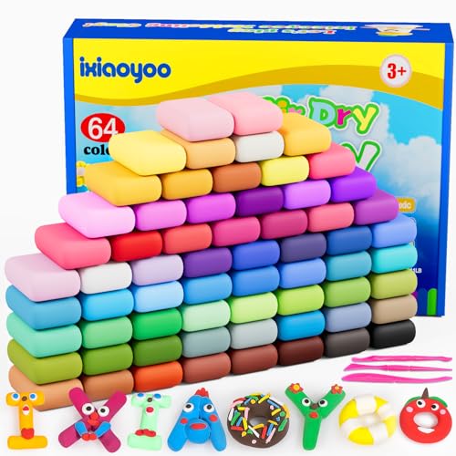 64 Pack Air Dry Modeling Clay for Kids with Tools