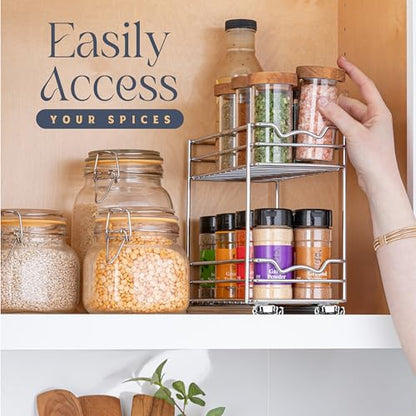 Spice Rack Organizer for Cabinet, Heavy Duty - Pull Out Spice Rack - Lifetime Limited Warranty - Spice Organization 4"Wx10-3/8"Dx8-7/8 H - Spice Racks for Inside Cabinets & Pantry Closet