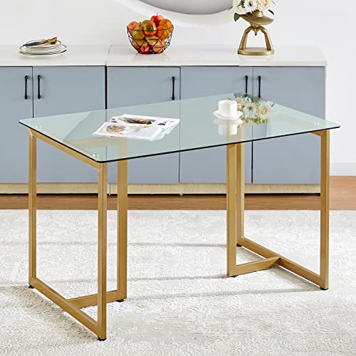 47 Inch Glass Dining Table for 4-6 People