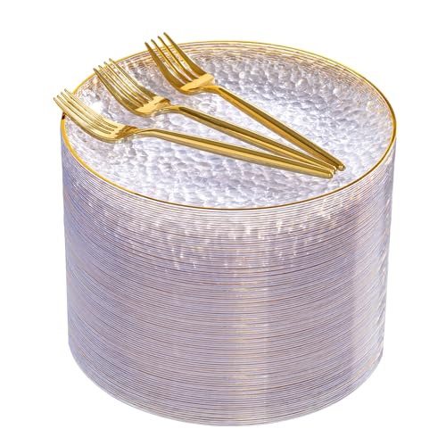 240 Piece Disposable Plastic Dessert Plates and Forks Set