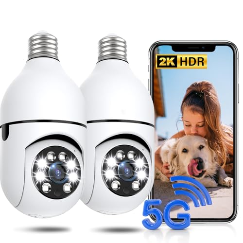 2 Pack Light Bulb Security Camera Wireless Outdoor 2K