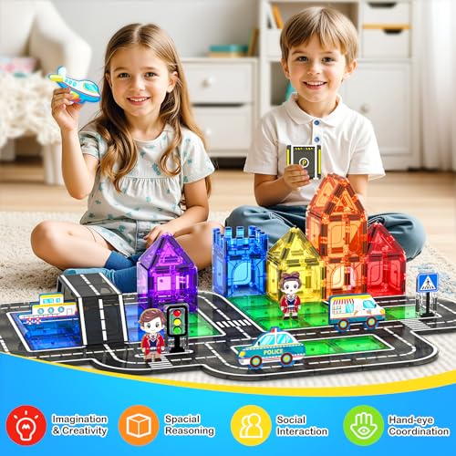 Magnetic Tiles Building Set with Magnet Car