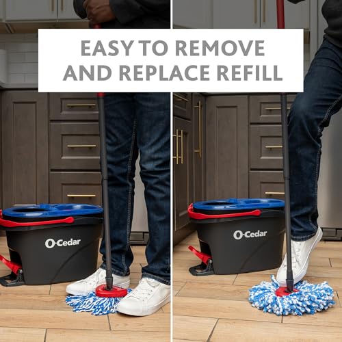 O-Cedar EasyWring RinseClean Microfiber Spin Mop & Bucket Floor Cleaning System, Grey