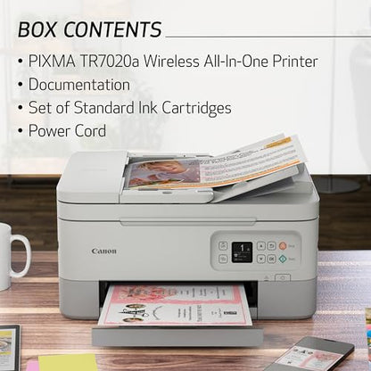 Canon PIXMA TR7020a All-in-One Wireless Color Inkjet Printer, with Duplex Printing, Mobile Printing, and Auto Document Feeder, White