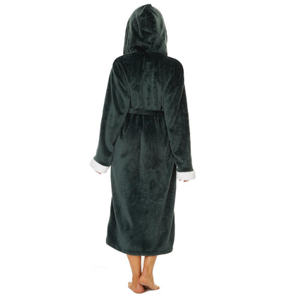Fleece Women's Hooded Bathrobe for Spa & Home