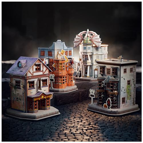 4D Build, Harry Potter Diagon Alley 3D Puzzle Model Kit, 4 Buildings, 287 Pcs, Harry Potter Gifts Desk Décor, 3D Puzzles for Adults & Teens 12+