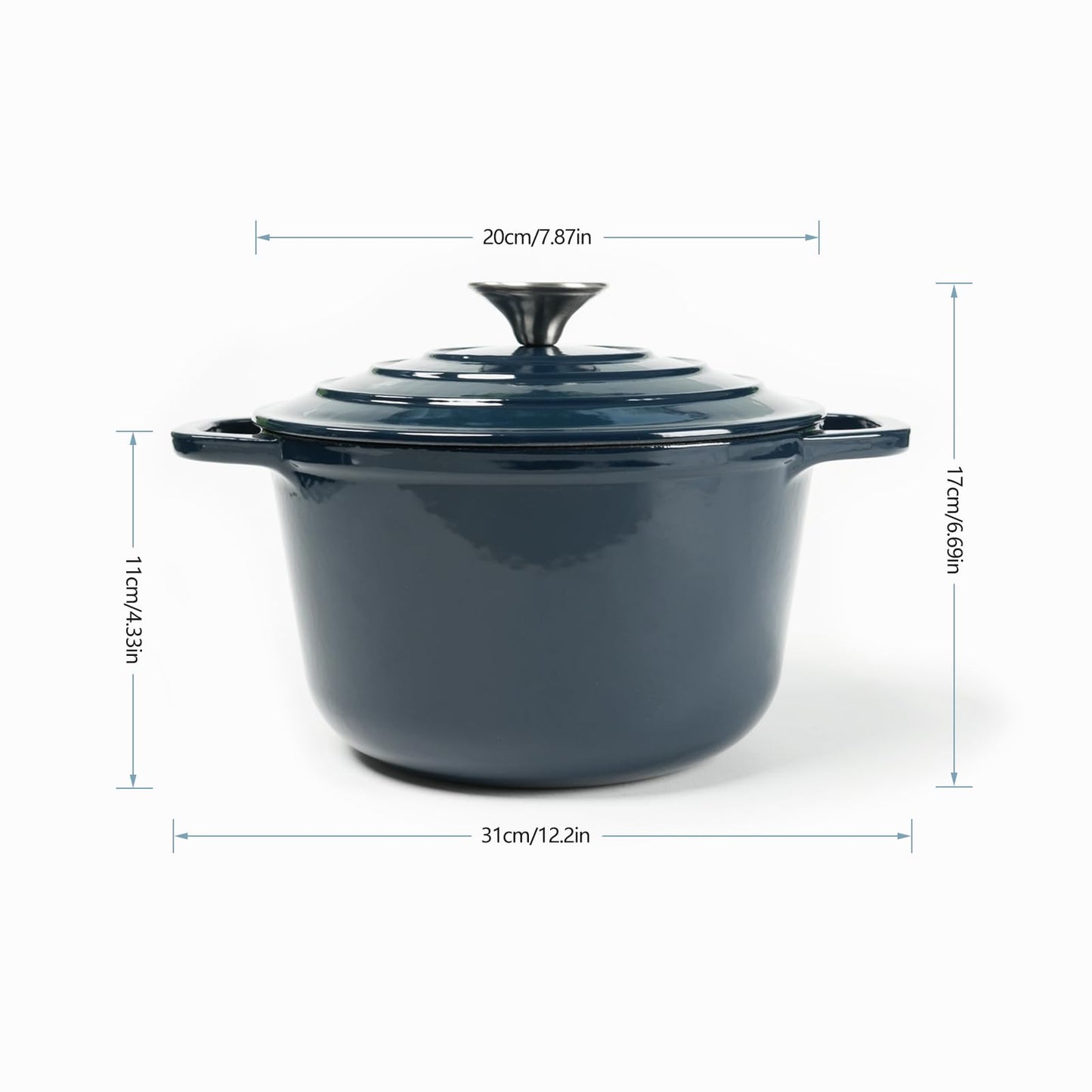 HAWOK 3 Quart Enameled Cast Iron Dutch Oven