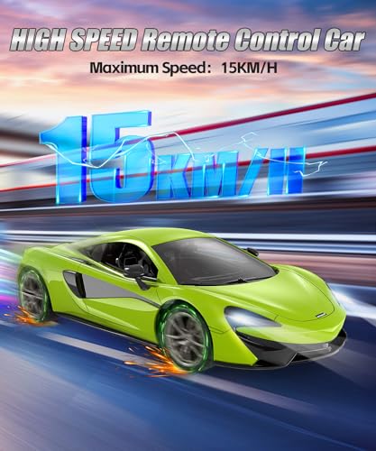 AEROQUEST McLaren Remote Control Car, 1:14 Scale McLaren RC Cars 7.4V 500mAh Officially Licensed 15Km/h Fast Toy Car with Headlight 2.4Ghz Toy Car for Adults Boys Girls Birthday Gift, Green