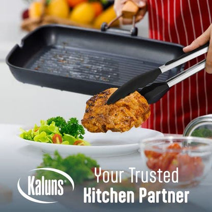 Kaluns Silicone Spatula Set, 4 Rubber Spatulas 600°F Heat Resistant, Nonstick Seamless Design with Stainless Steel Core, Dishwasher Safe, BPA free, Bonus Tongs Included