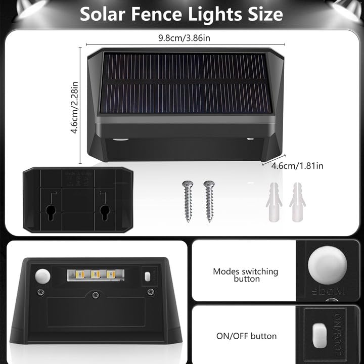 8 Pack Solar Fence Lights for Outdoor Use